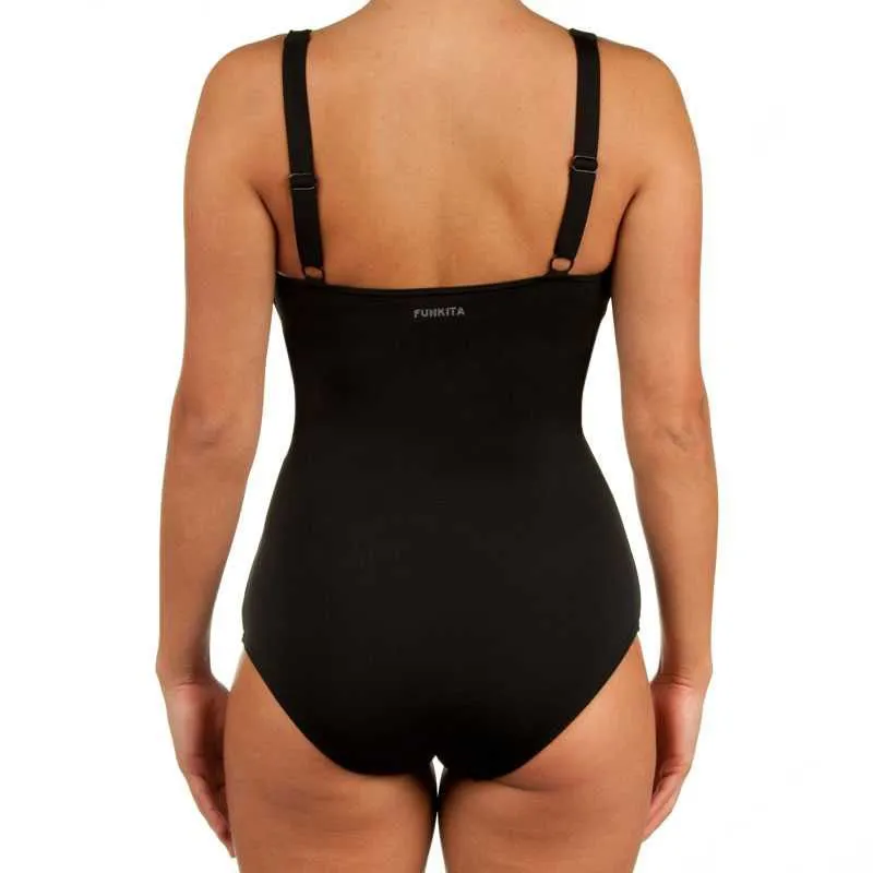 Funkita Ladies Ruched One Piece Still Black-2